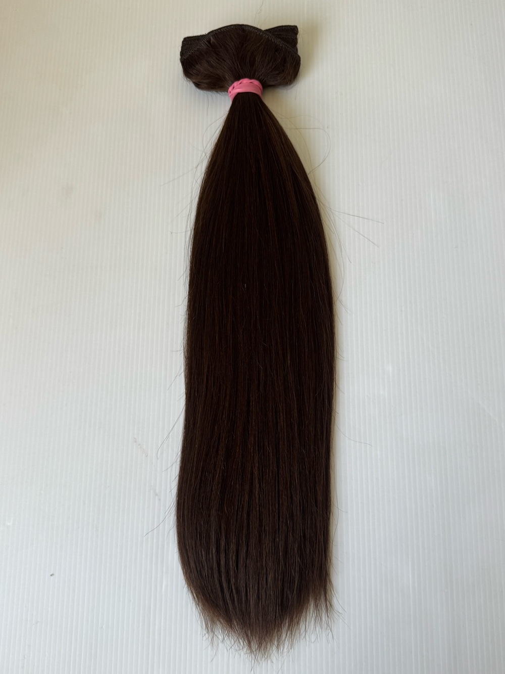 16” 100% Human Hair Straight Weft Extensions Medium Dark  Brown Thick Full Ends